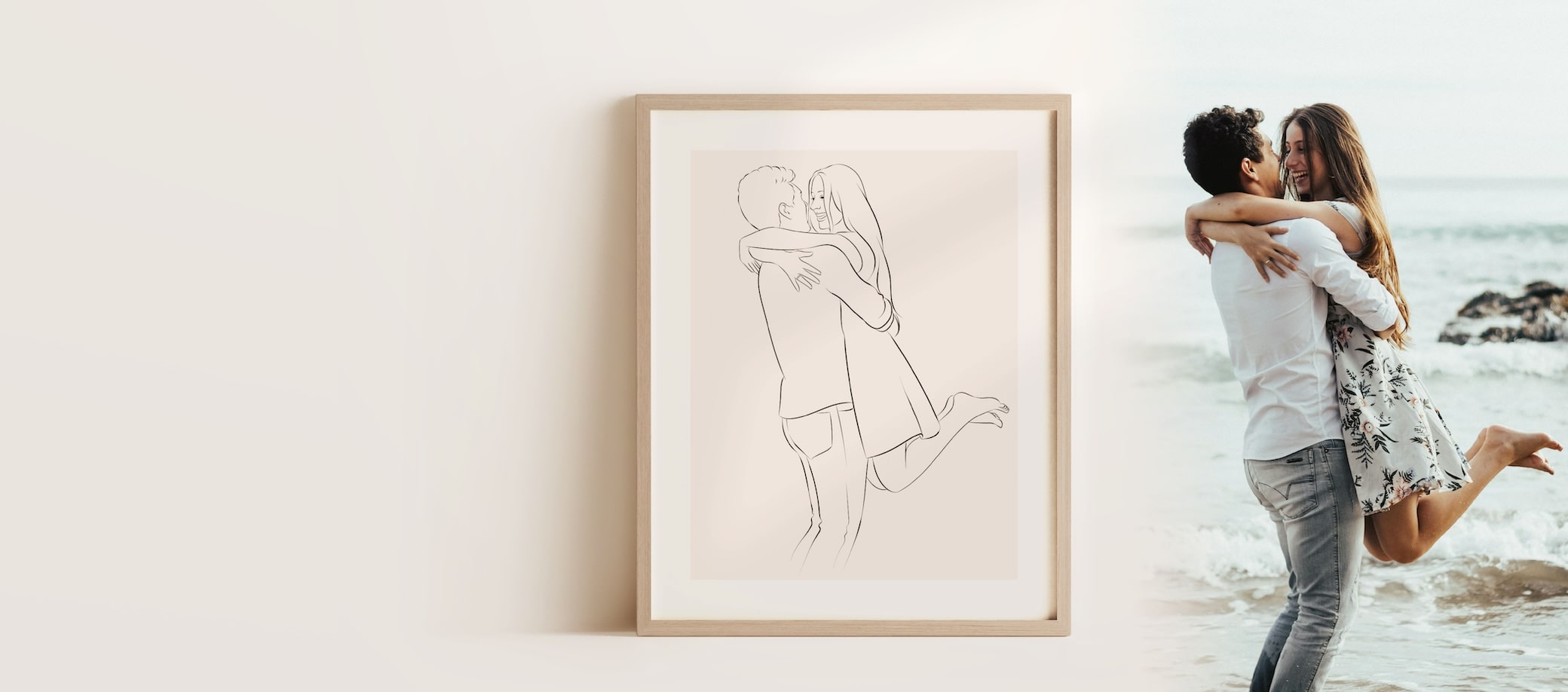 Verliefd koppel geïllustreerd in Line Art