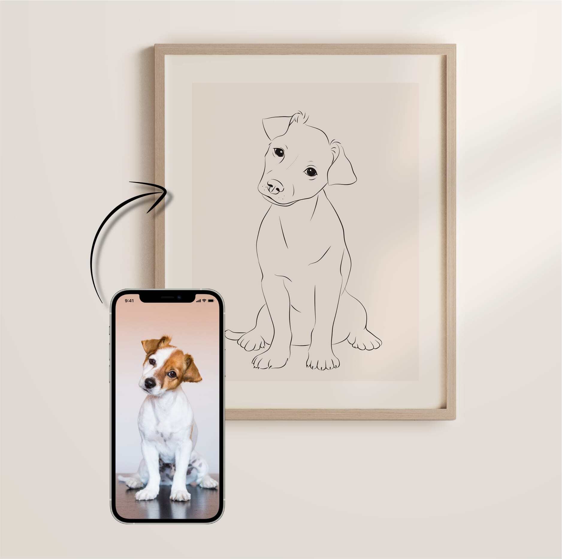 Een jonge Jack Russell in Line Art stijl