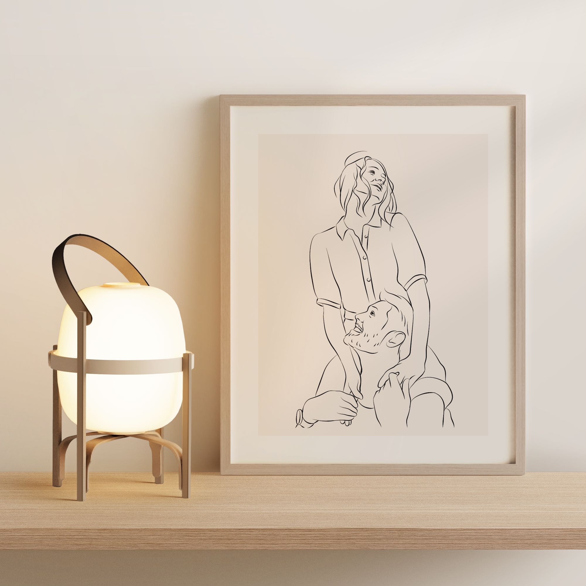 Line Art illustratie van een jong verliefd koppel